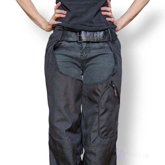 BN Screaming Eagle Motorcycle Rain Chaps with pockets and leather details, Small - Picture 2 of 7